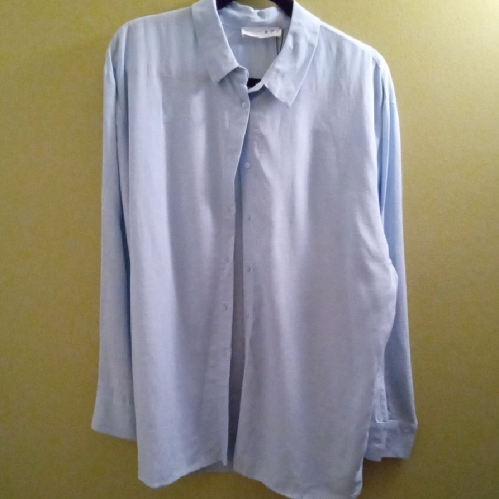 Mens M Primark Blue Casual Button Down Shirt Smooth Fabric Lightweight
